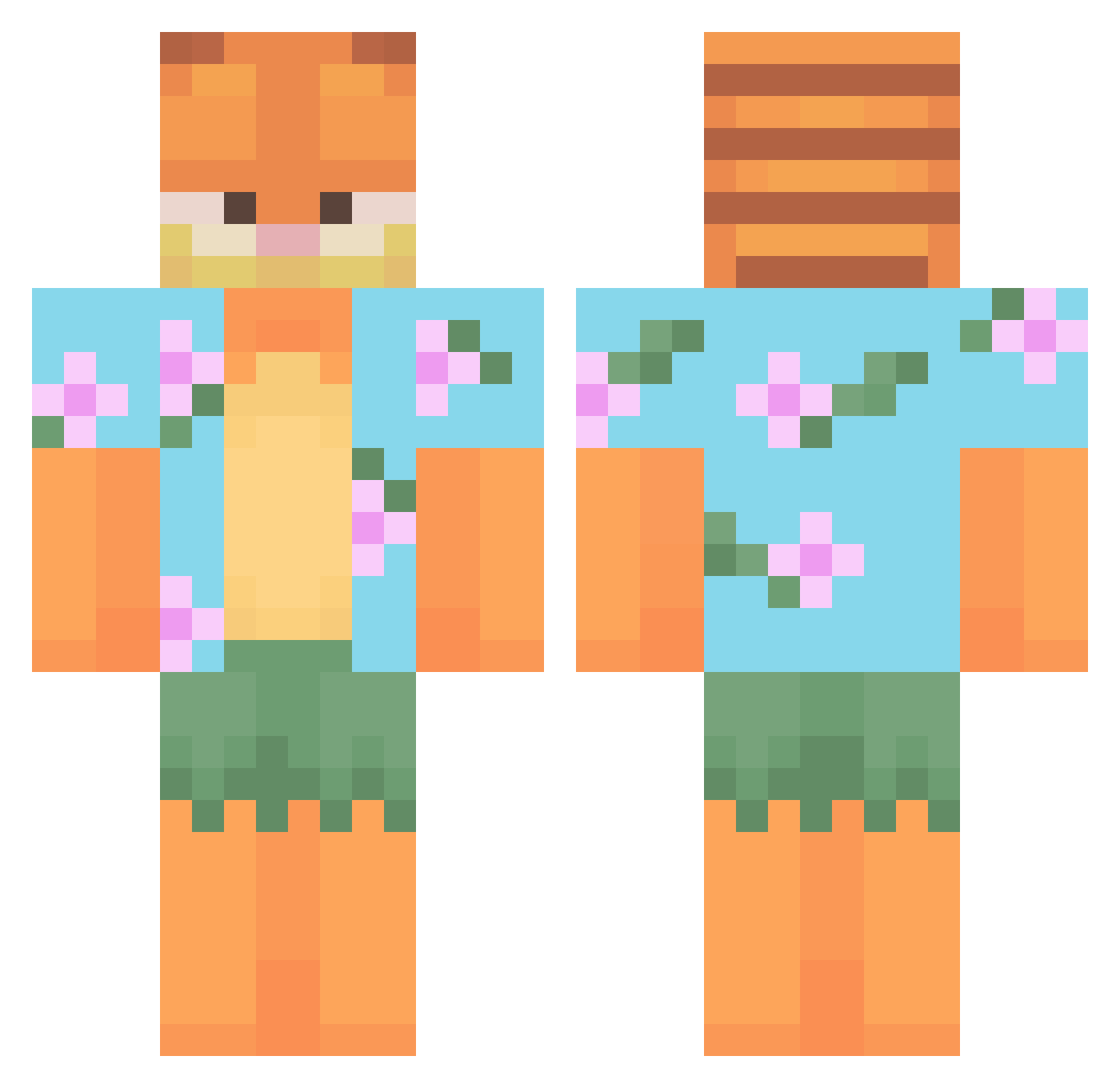 Clawlike Minecraft skin, front and back view