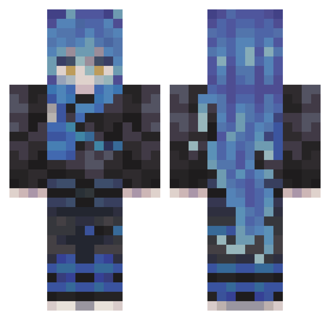 ryaiba Minecraft skin, front and back view