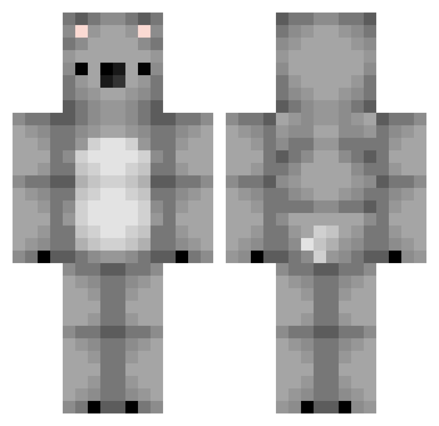 Clementina Minecraft skin, front and back view