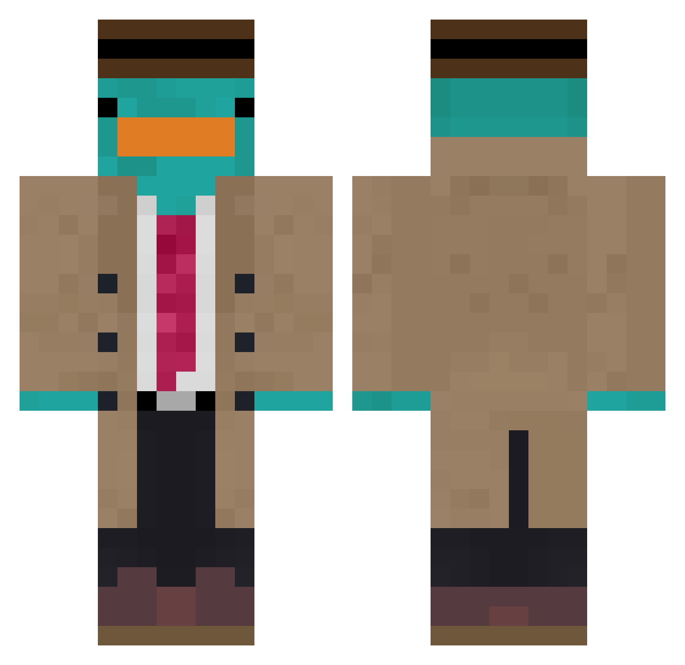 shuiwee Minecraft skin, front and back view