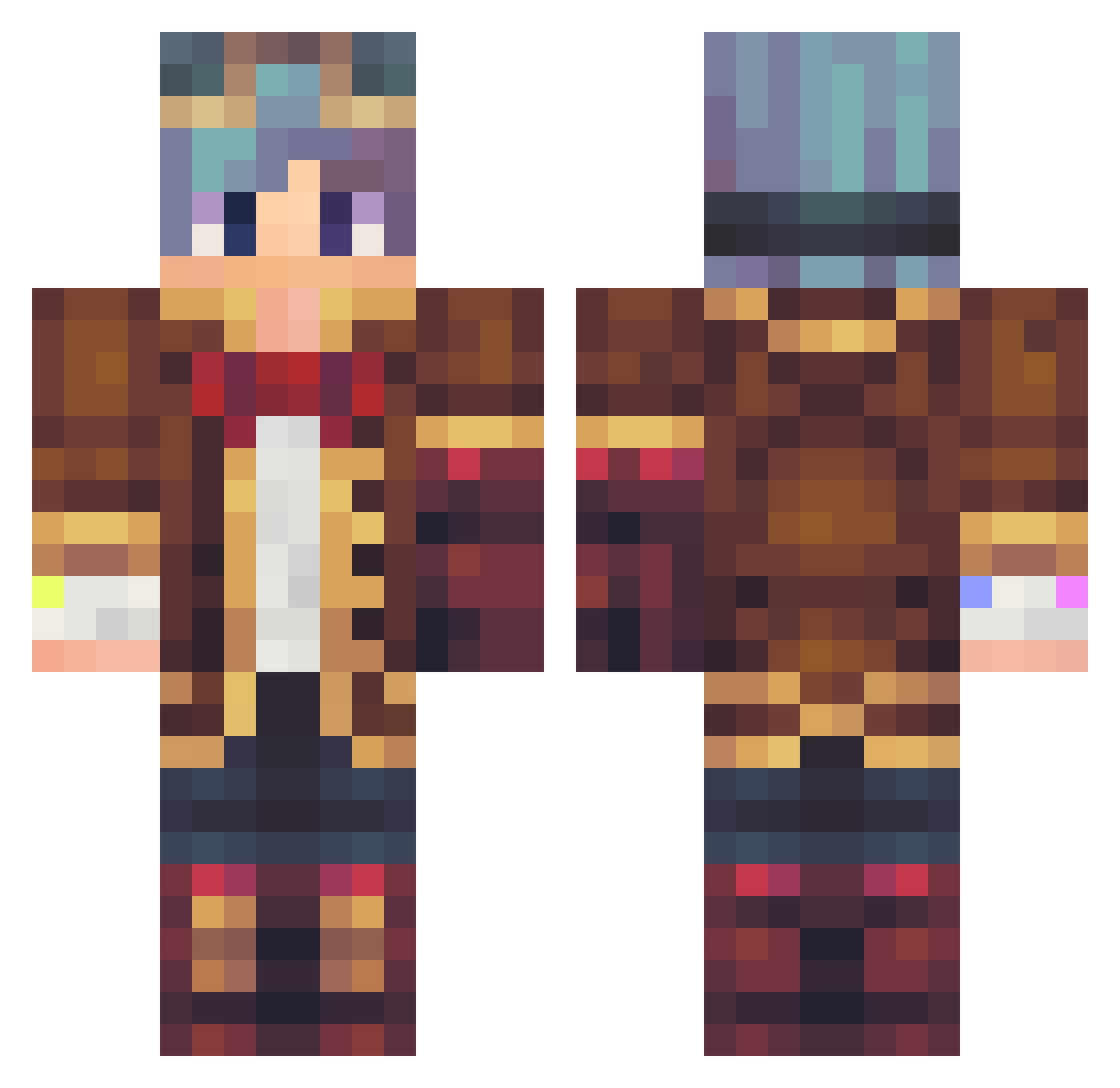 Rustvik Minecraft skin, front and back view
