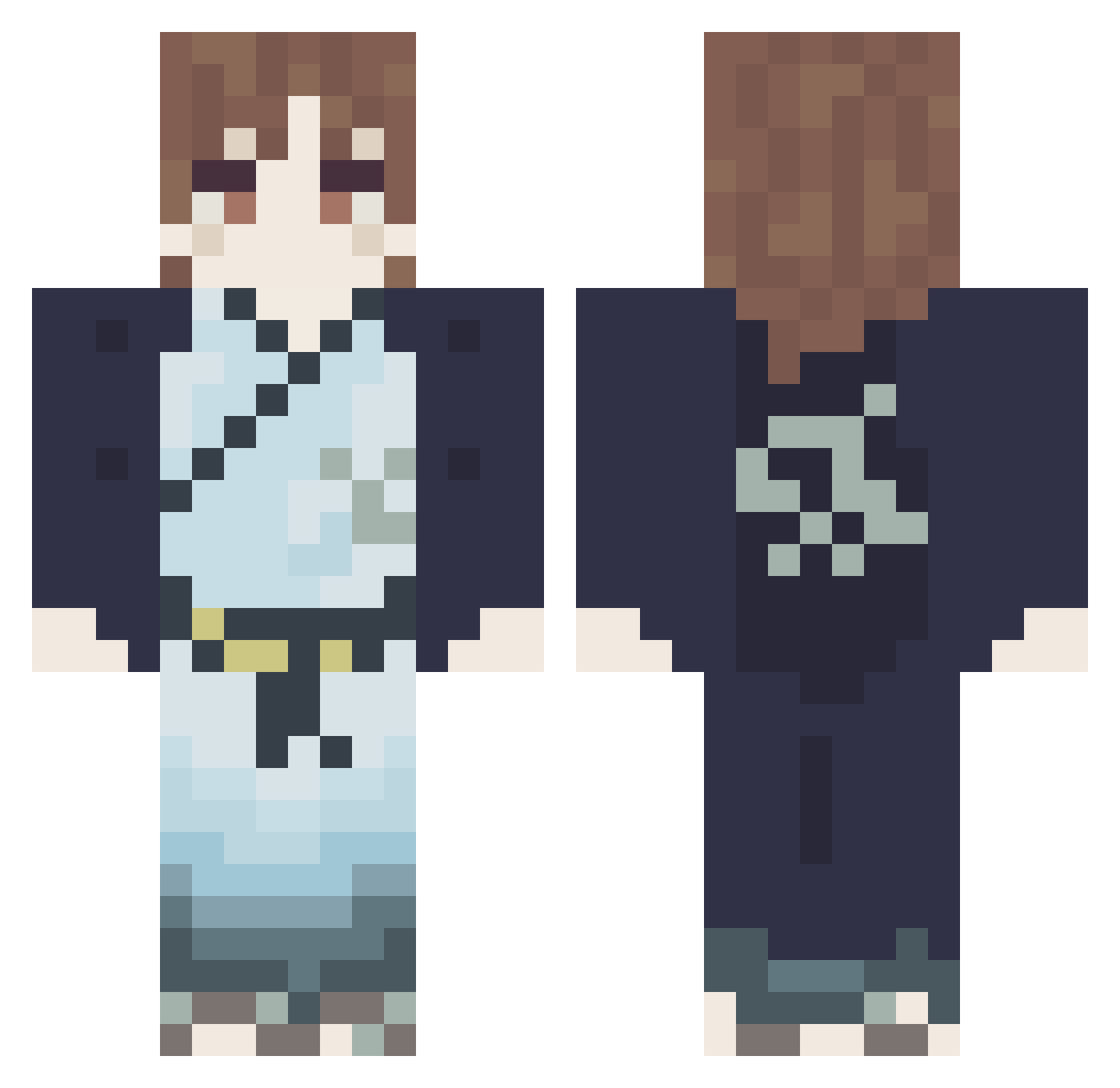 Namentix Minecraft skin, front and back view