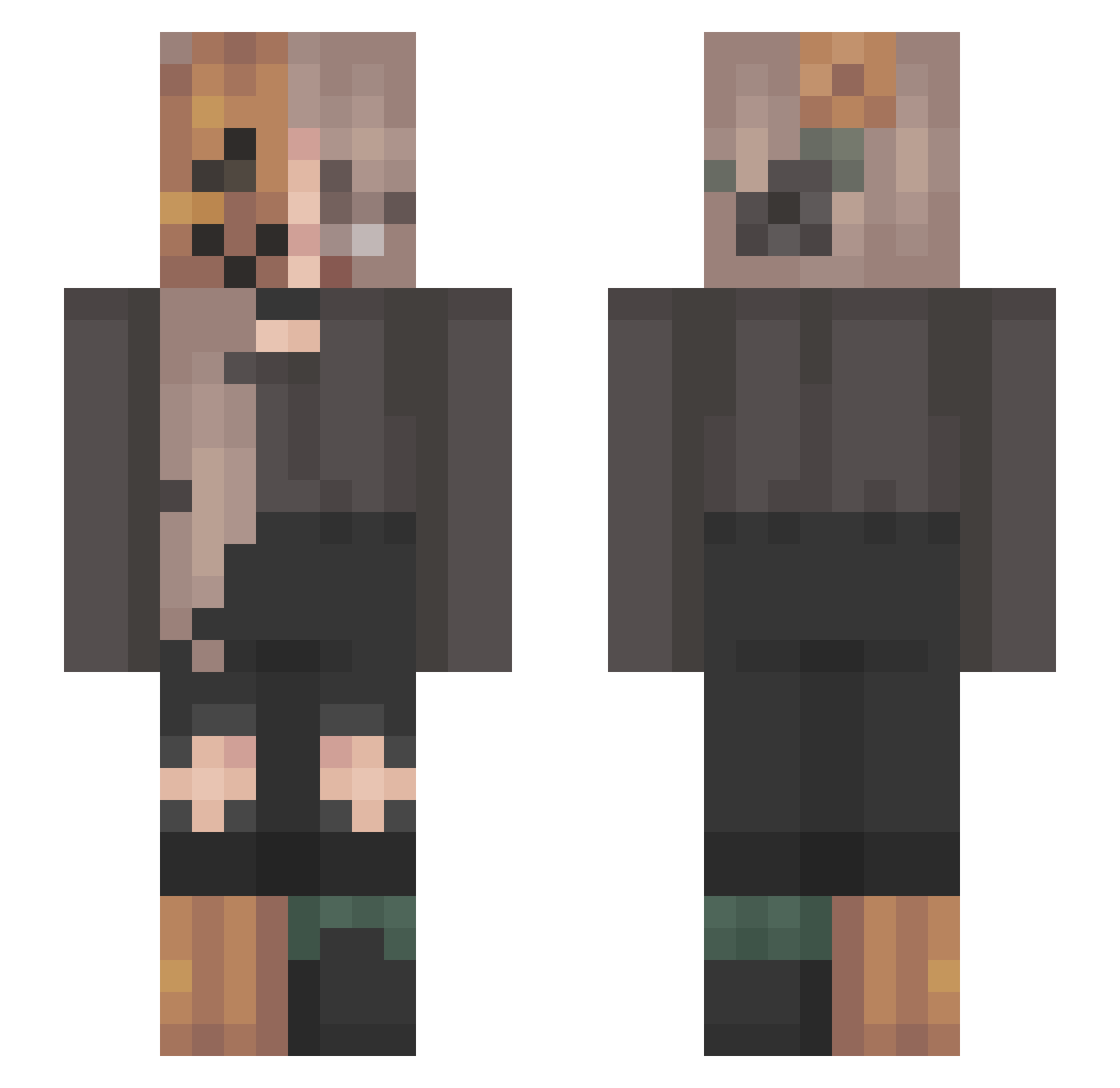 qRapax Minecraft skin, front and back view