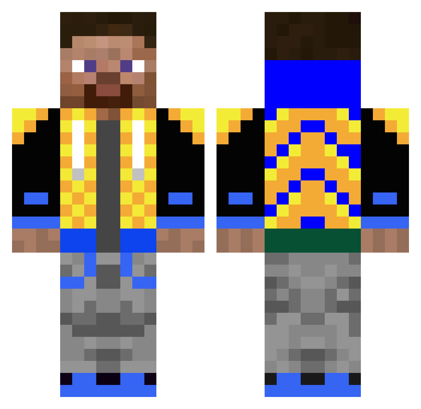 Delaluzz Minecraft skin, front and back view