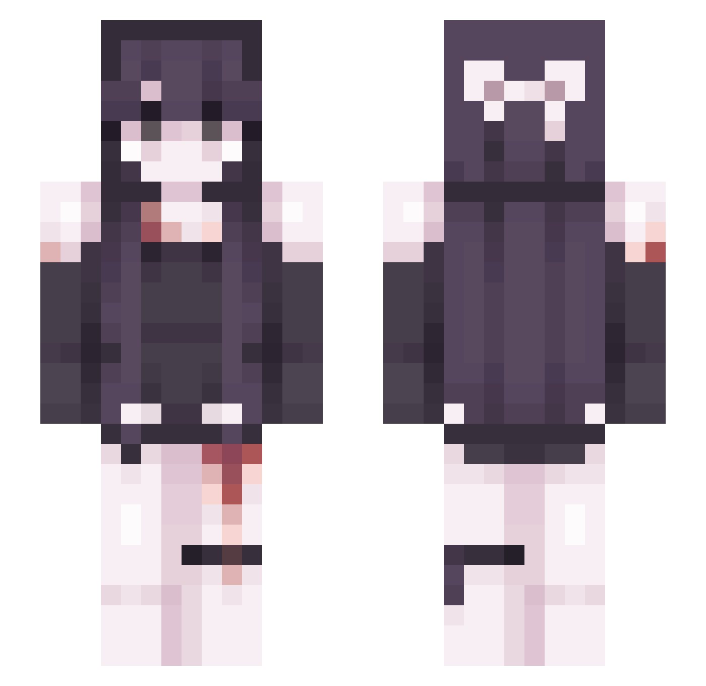 Minderell Minecraft skin, front and back view