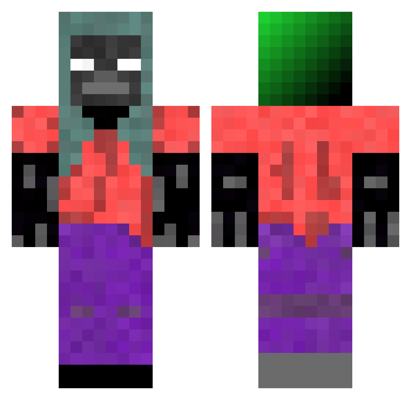 XxfishxX56 Minecraft skin, front and back view