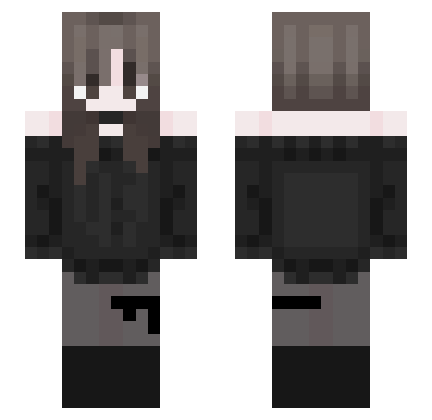 Nyelixx Minecraft skin, front and back view