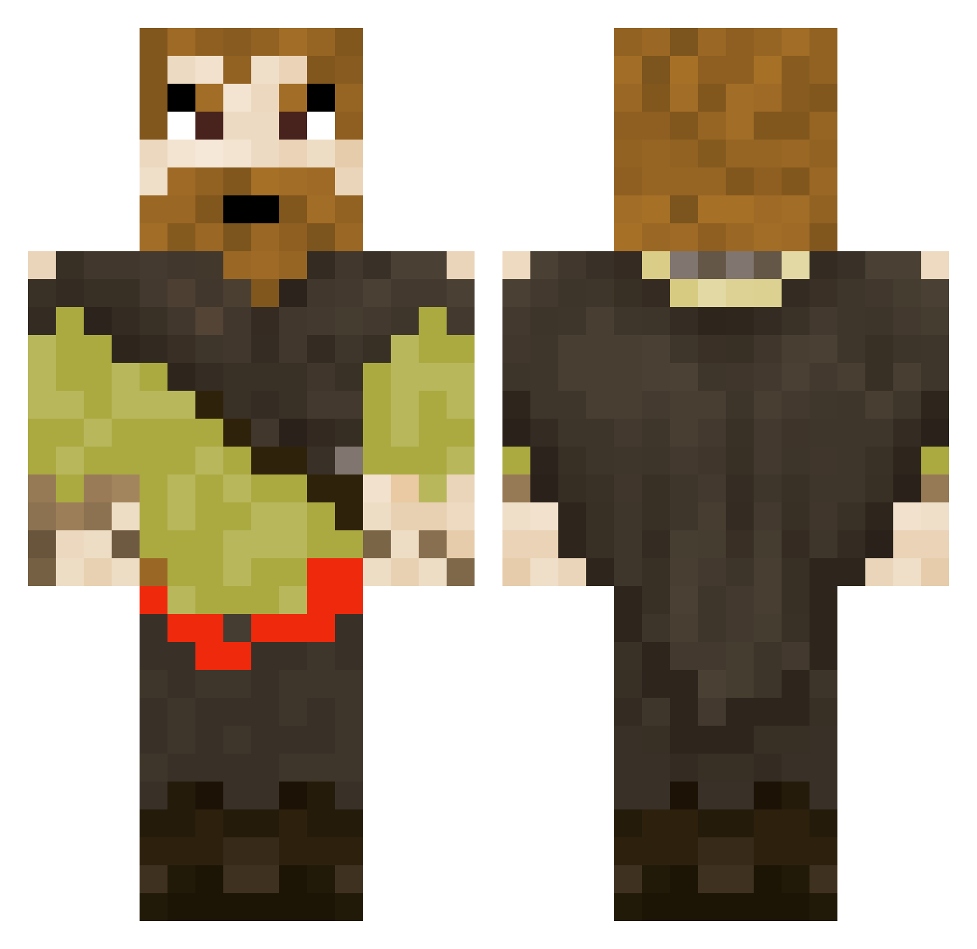 Thir Minecraft skin, front and back view