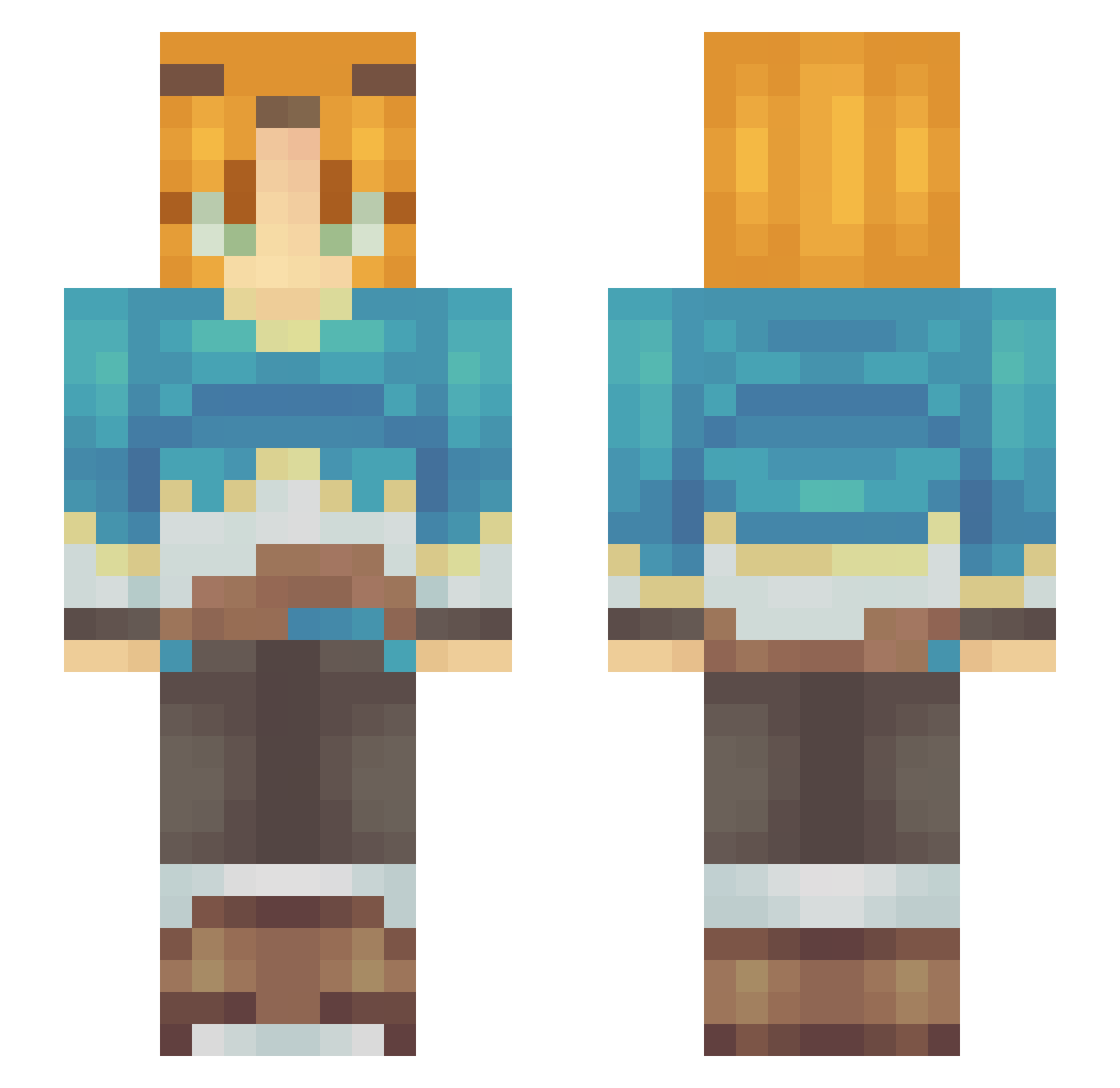LinkValentine Minecraft skin, front and back view