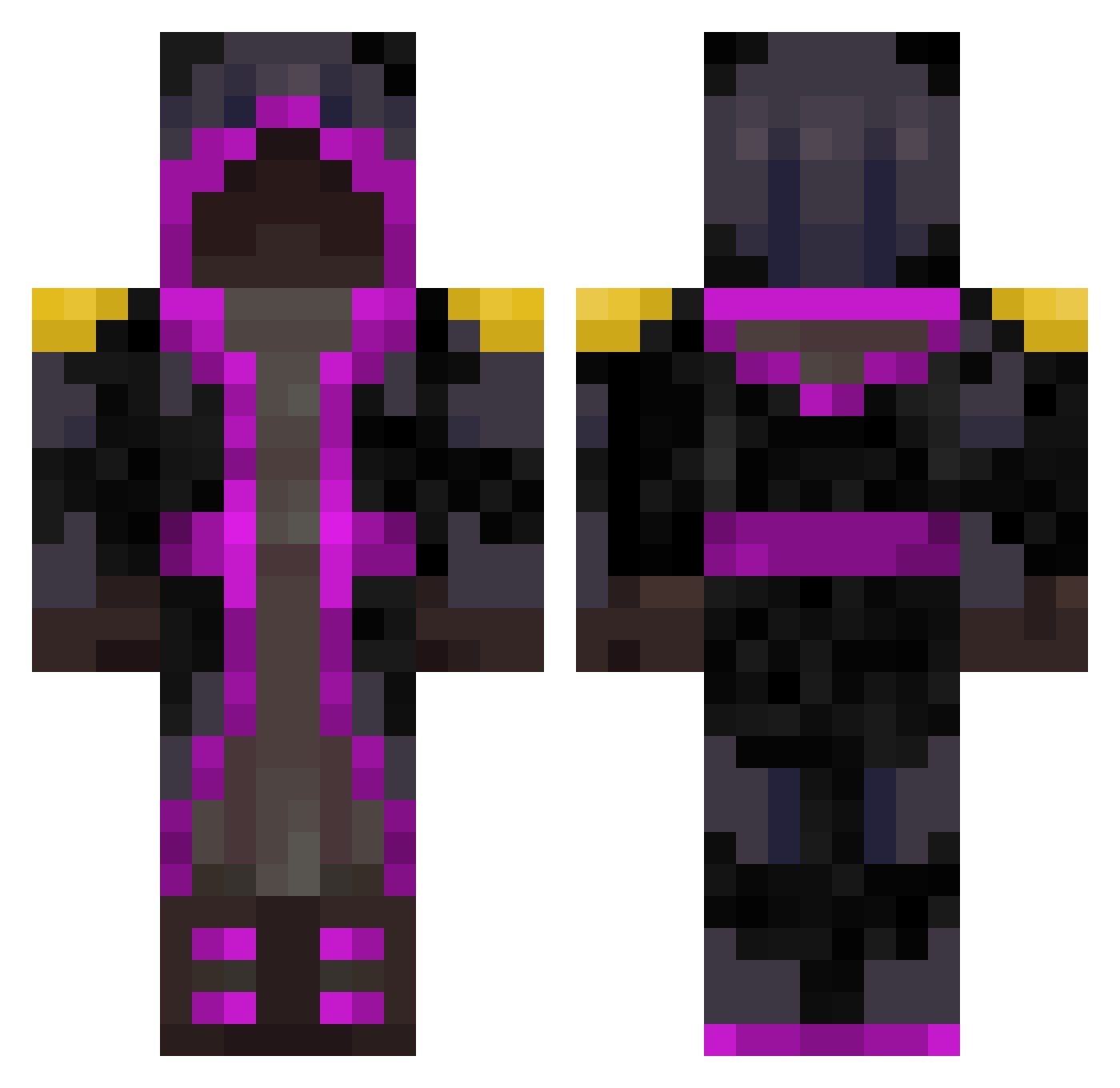 Darcksecrett Minecraft skin, front and back view