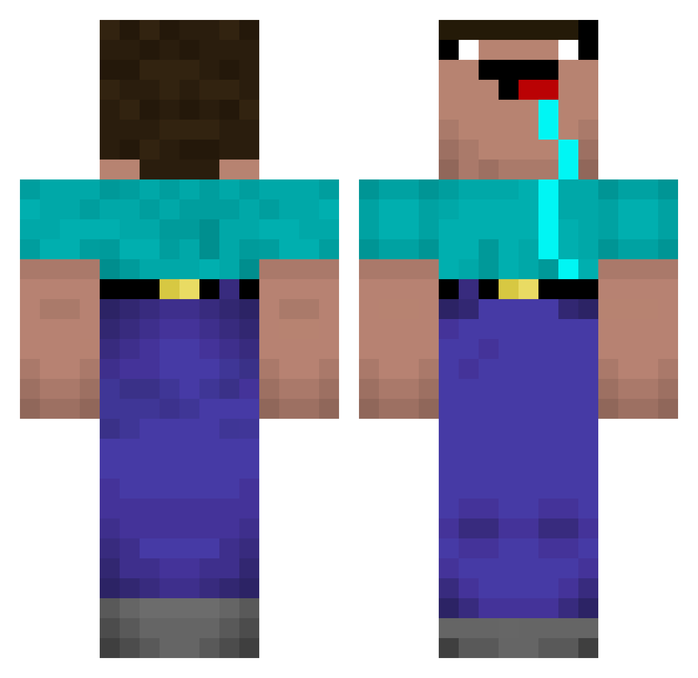 S3eD Minecraft skin, front and back view
