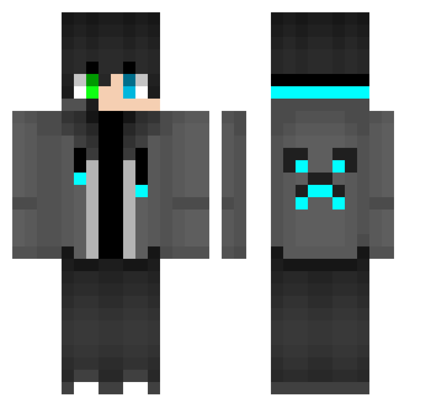 Sebasl7350 Minecraft skin, front and back view