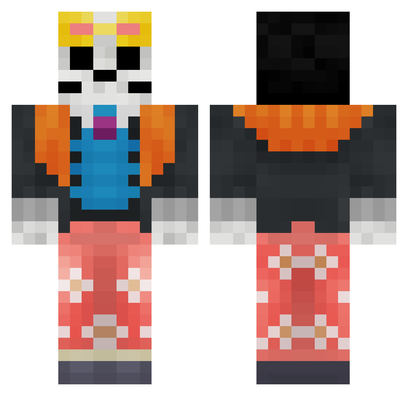 Starched Minecraft skin, front and back view