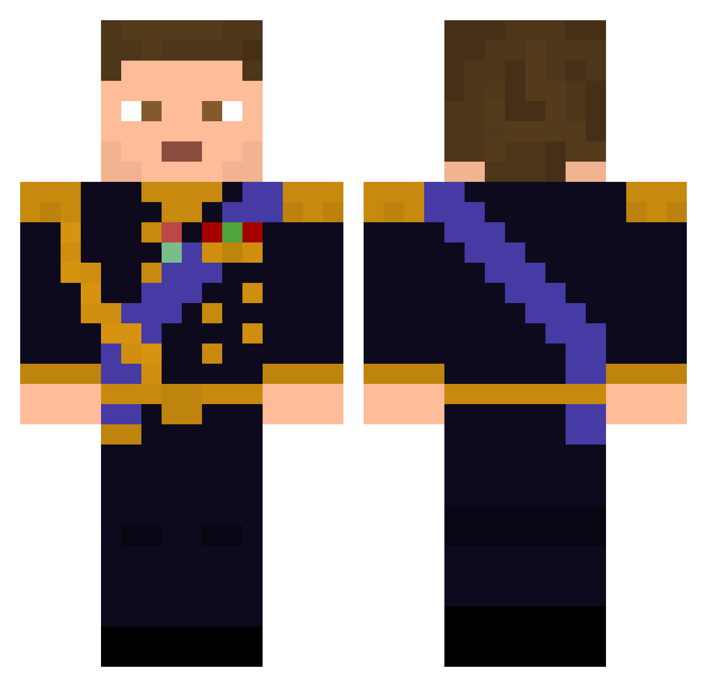 Naucratiskrieg Minecraft skin, front and back view