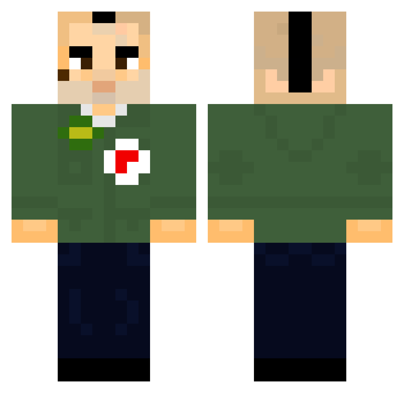 Legoman2716 Minecraft skin, front and back view