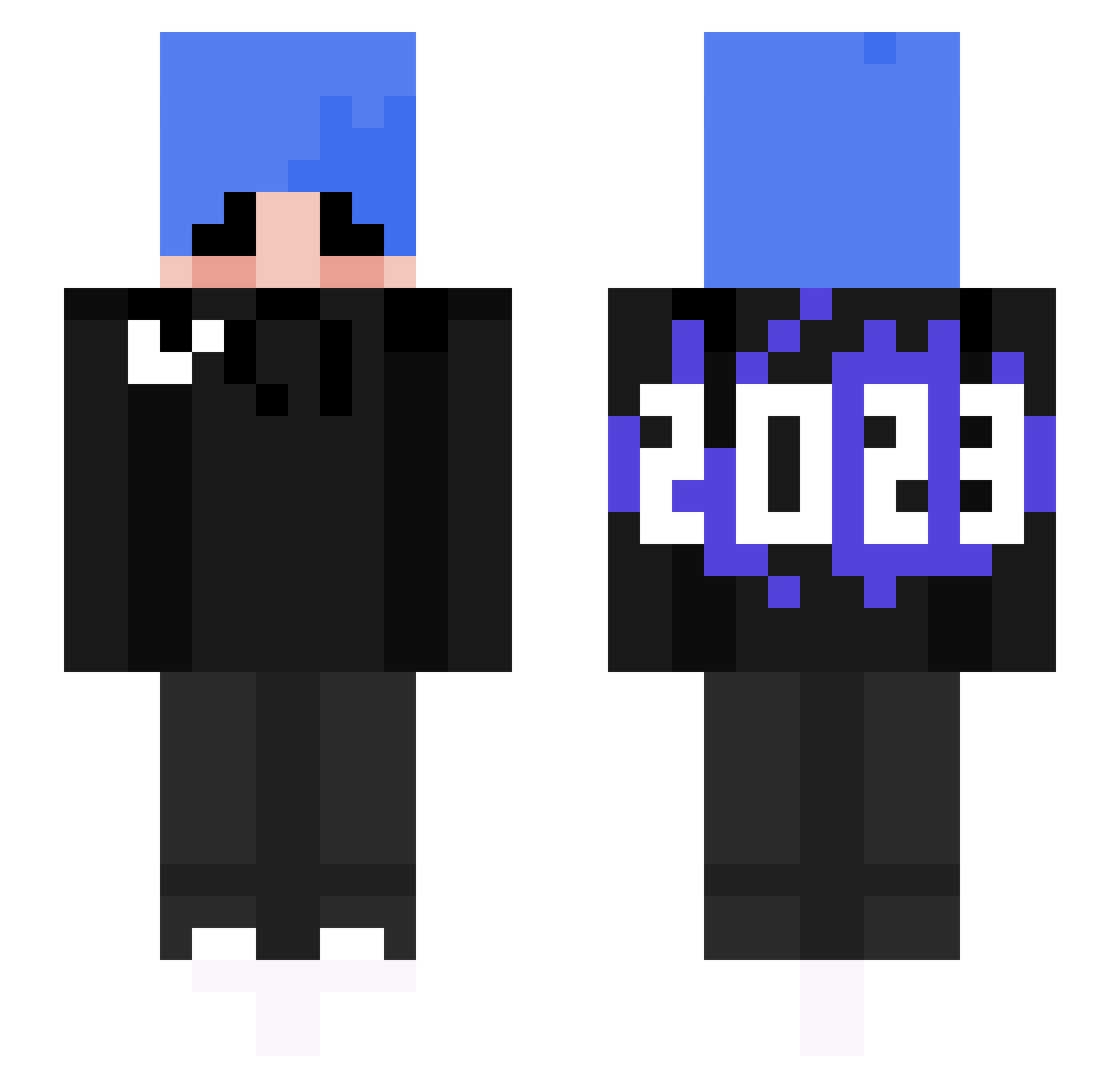 QuittHughes Minecraft skin, front and back view