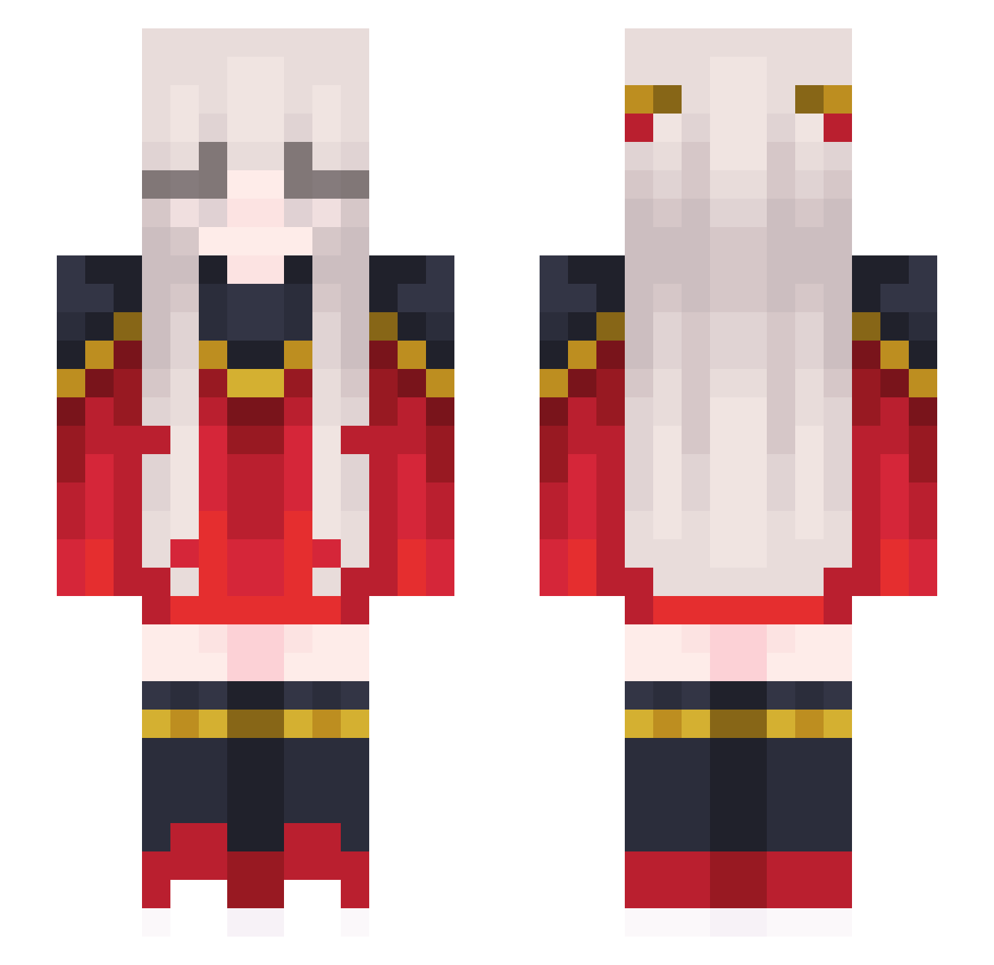 ReinaRyuugu Minecraft skin, front and back view