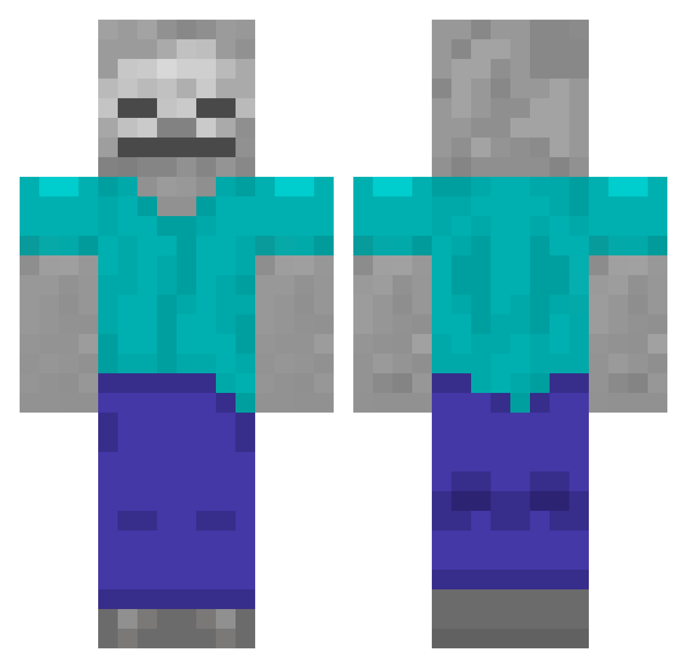 SilentSeba Minecraft skin, front and back view