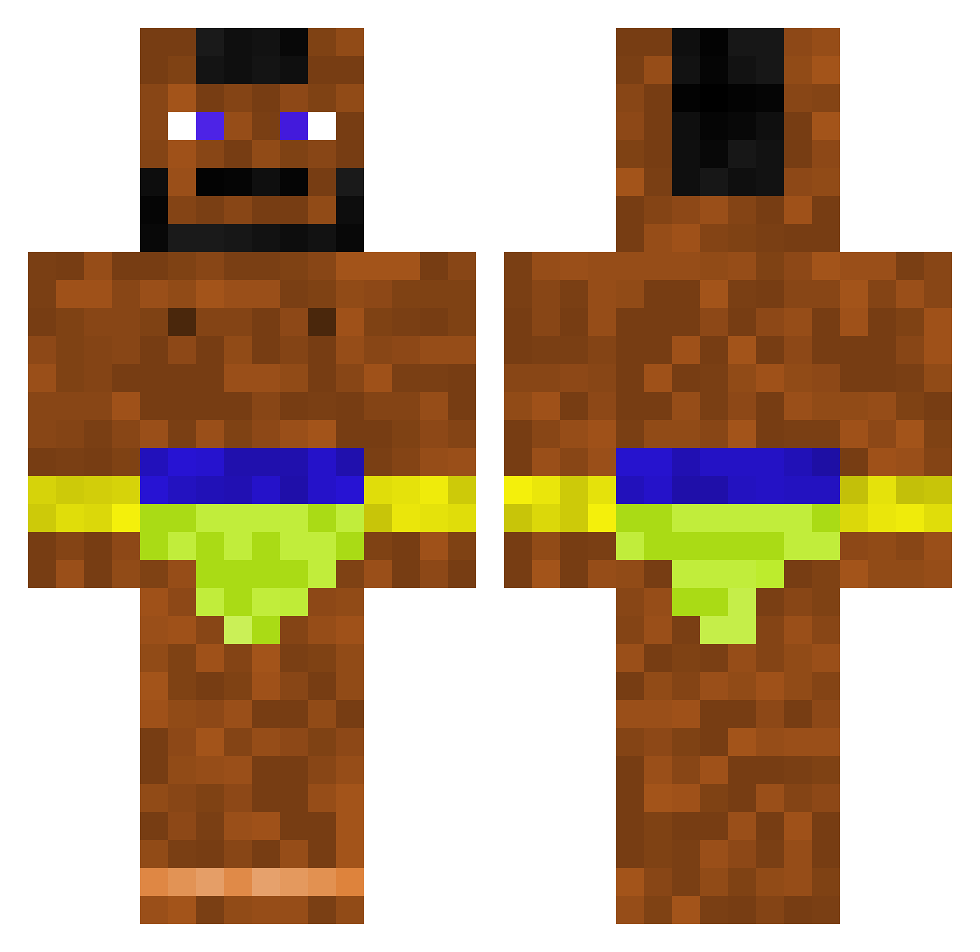 Jajablacky Minecraft skin, front and back view