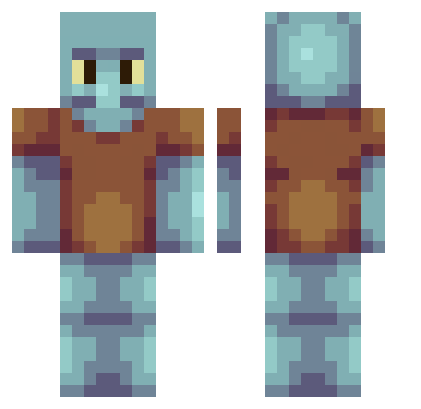 immorals Minecraft skin, front and back view