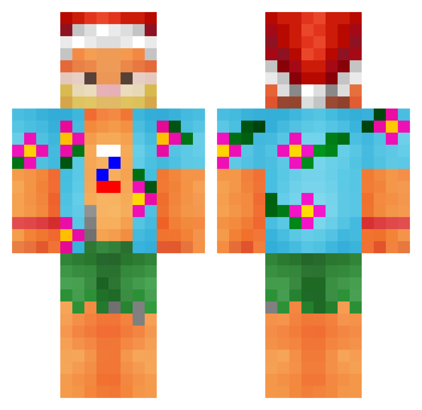 zK0TlK Minecraft skin, front and back view