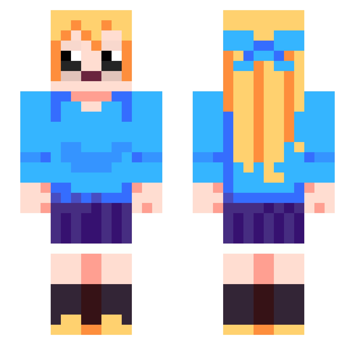 MyrderMustery Minecraft skin, front and back view