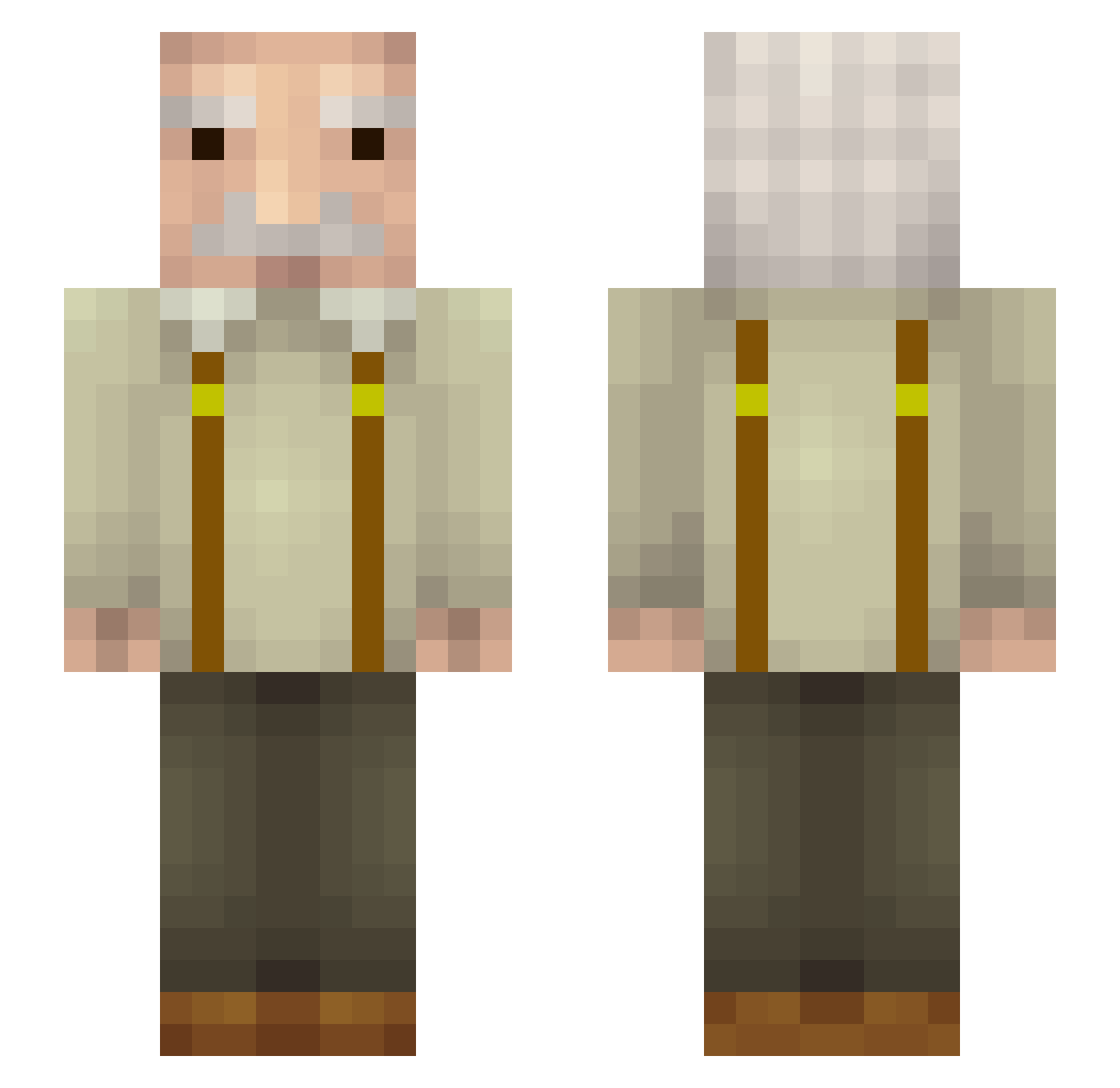 EvilSauce15 Minecraft skin, front and back view
