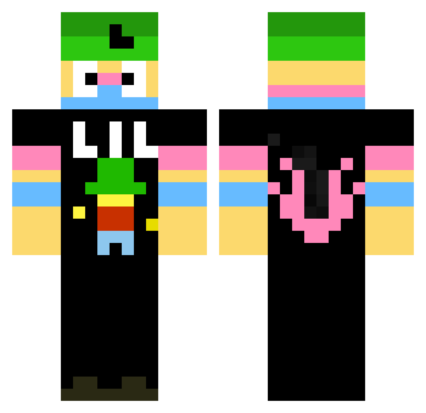 mcblockyattaaaaa Minecraft skin, front and back view