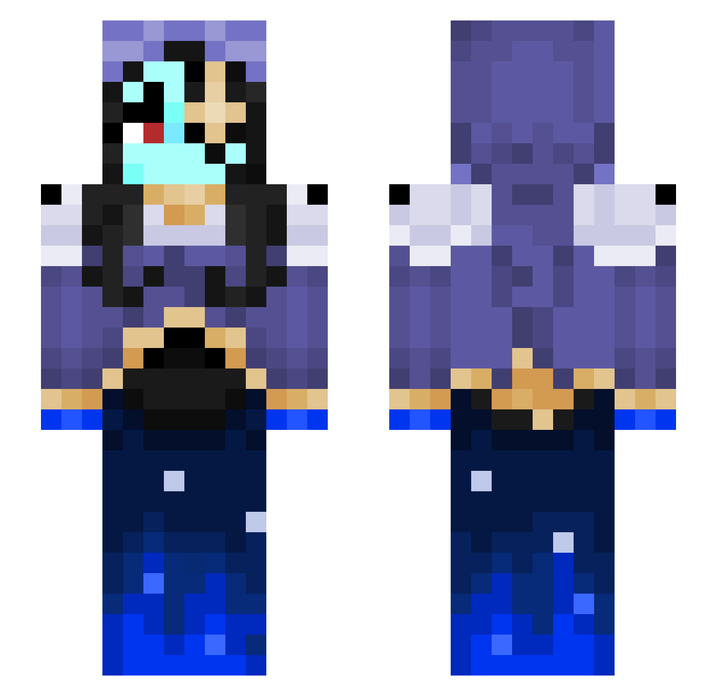 Glucid Minecraft skin, front and back view