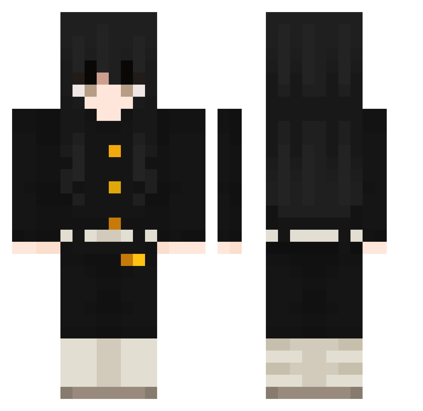 hawtfunyun Minecraft skin, front and back view