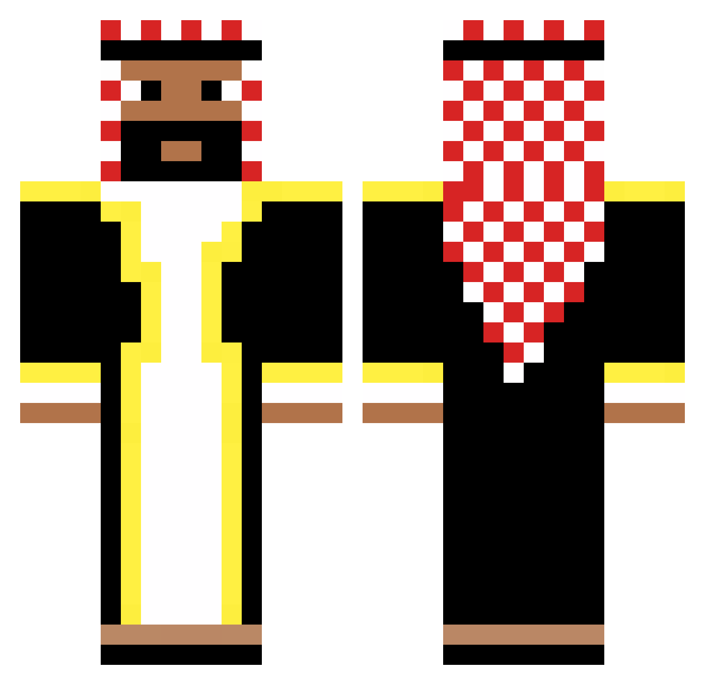 TastyTunees Minecraft skin, front and back view