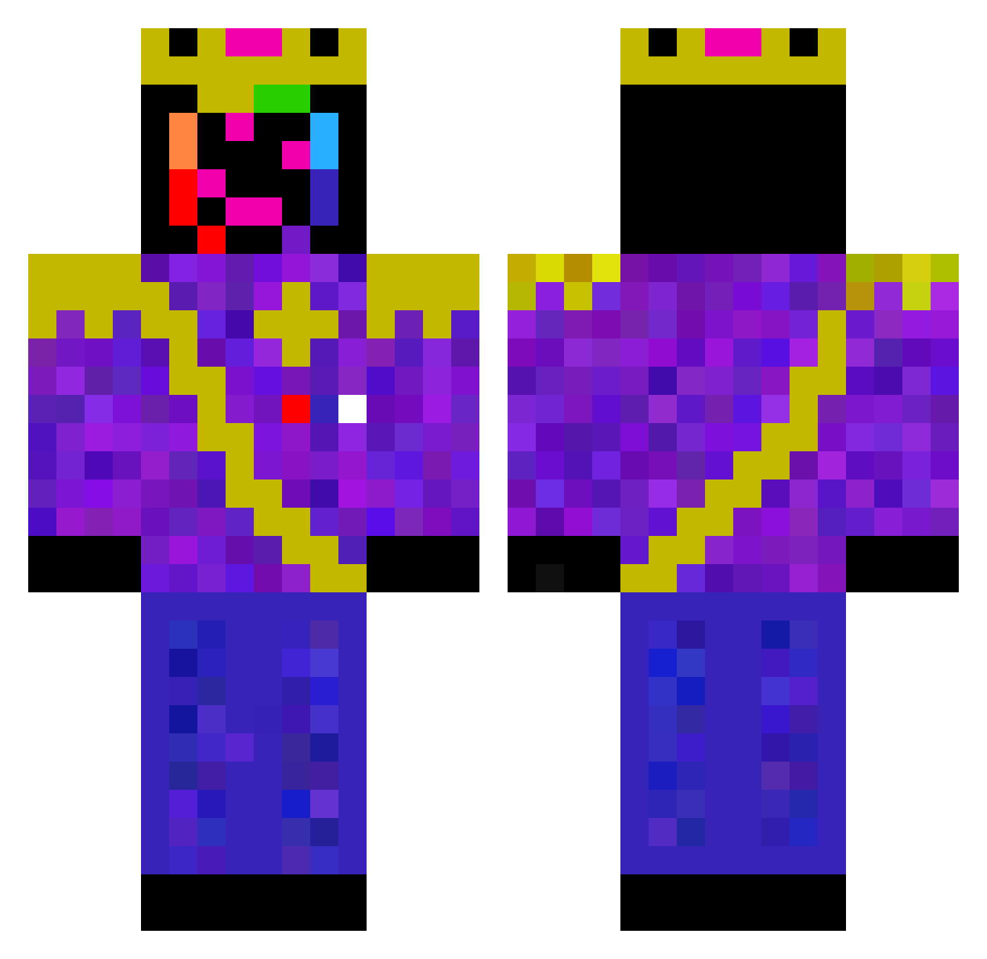 TNMoIIIEHkA Minecraft skin, front and back view