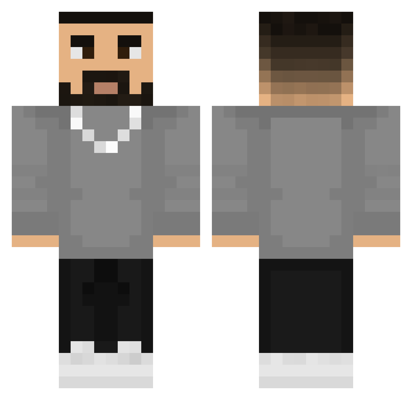 BeanPete Minecraft skin, front and back view