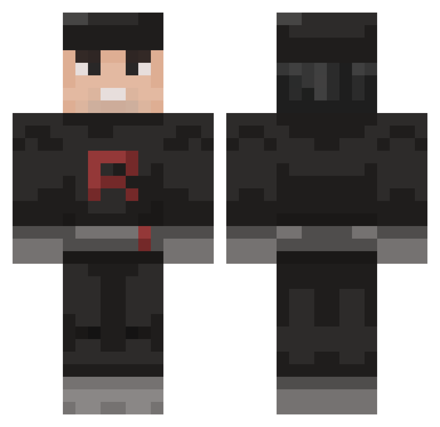 EnigmaLuigi Minecraft skin, front and back view