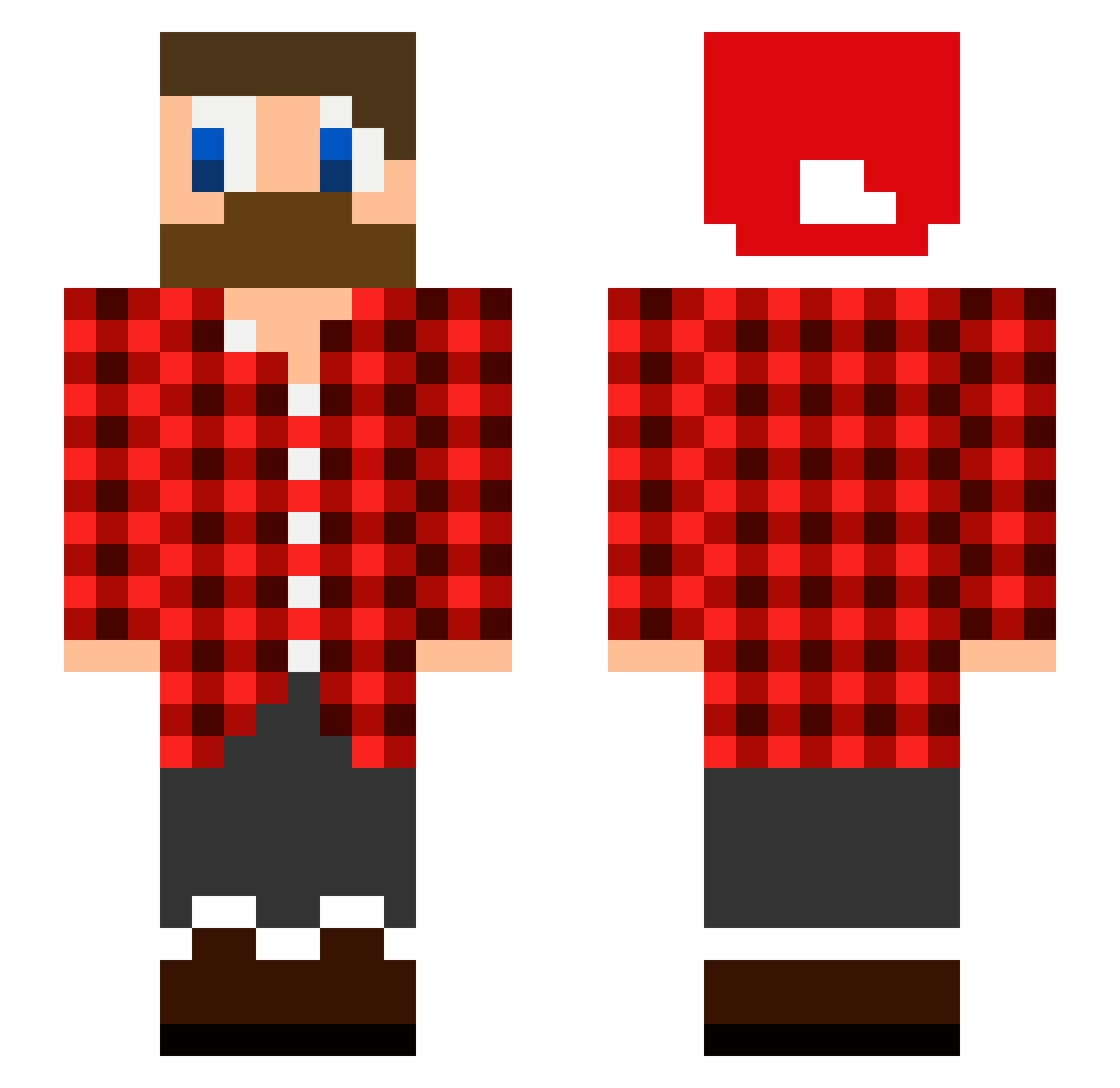 Rollouts Minecraft skin, front and back view