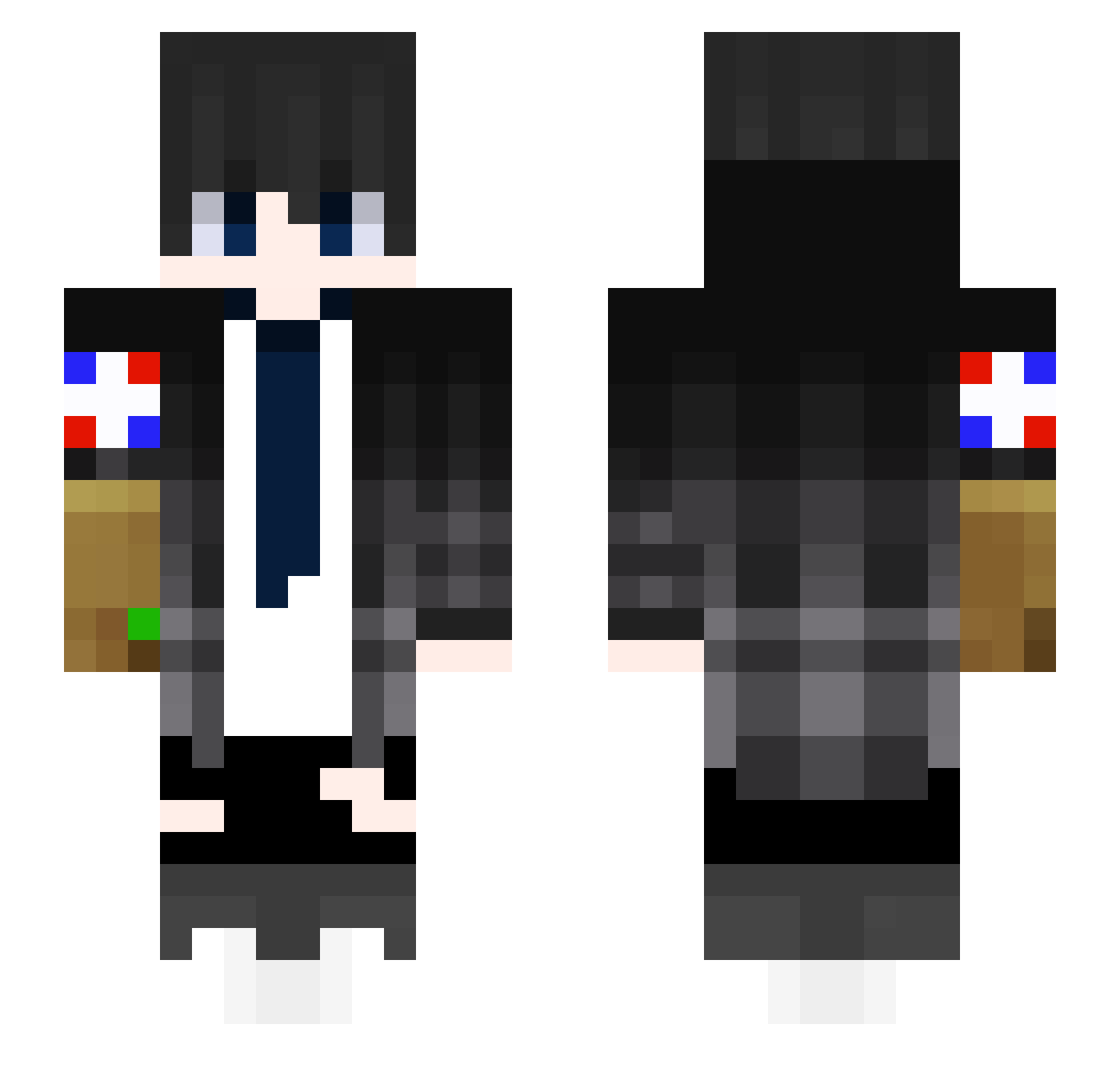 UnNoob Minecraft skin, front and back view