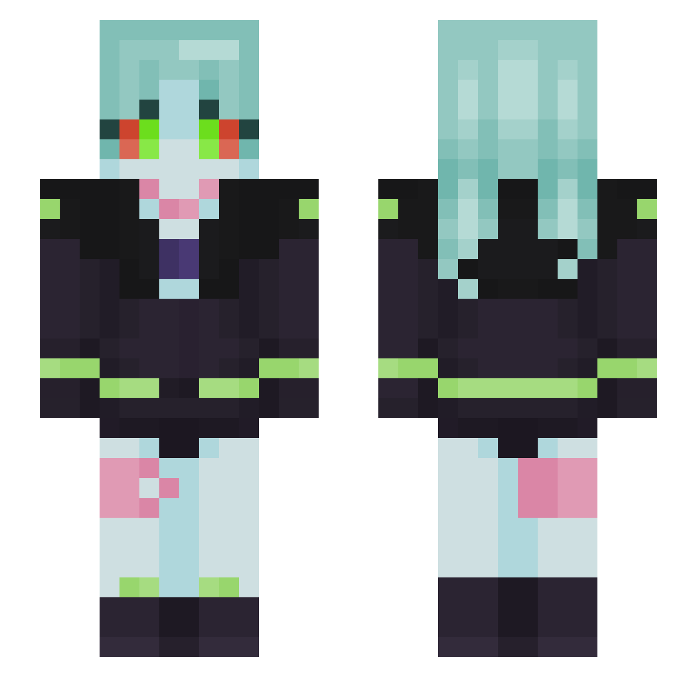 TheEmeraldIris Minecraft skin, front and back view