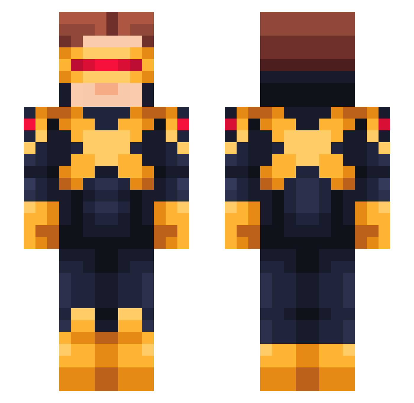 noctuoid Minecraft skin, front and back view