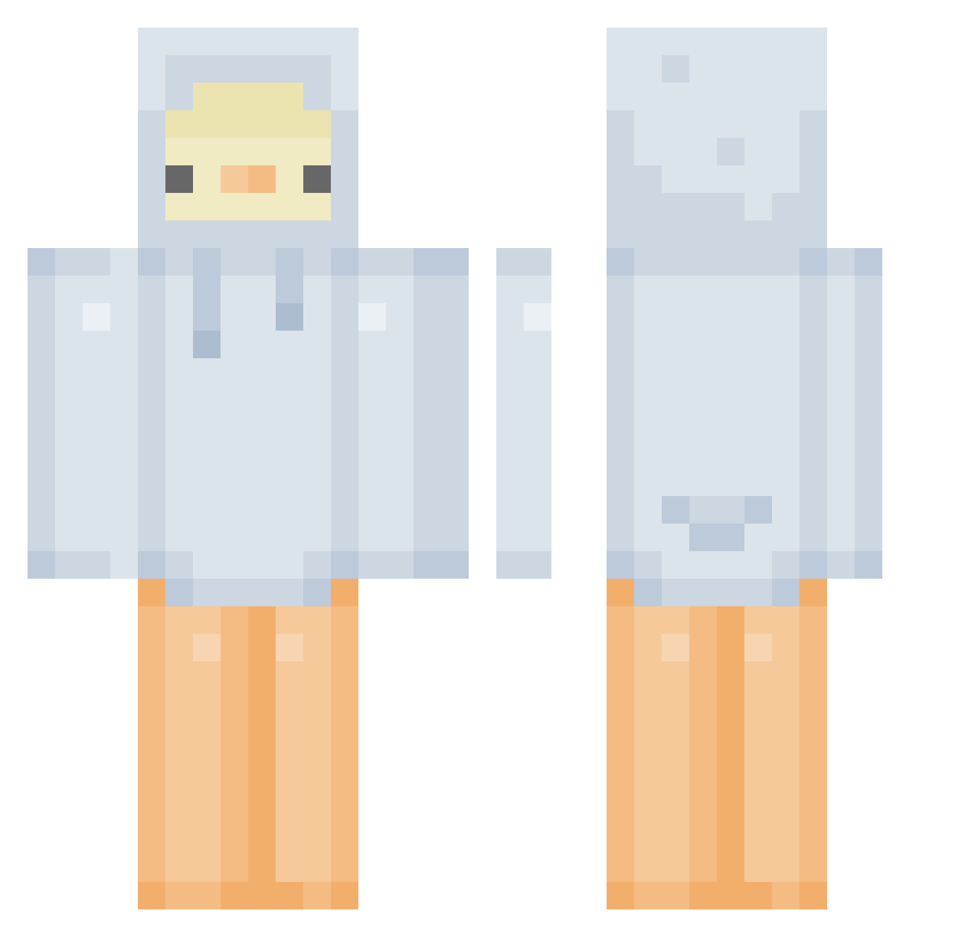 xxvvww Minecraft skin, front and back view