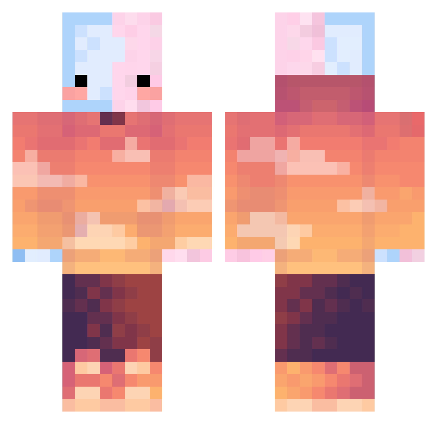 MaxFalke Minecraft skin, front and back view