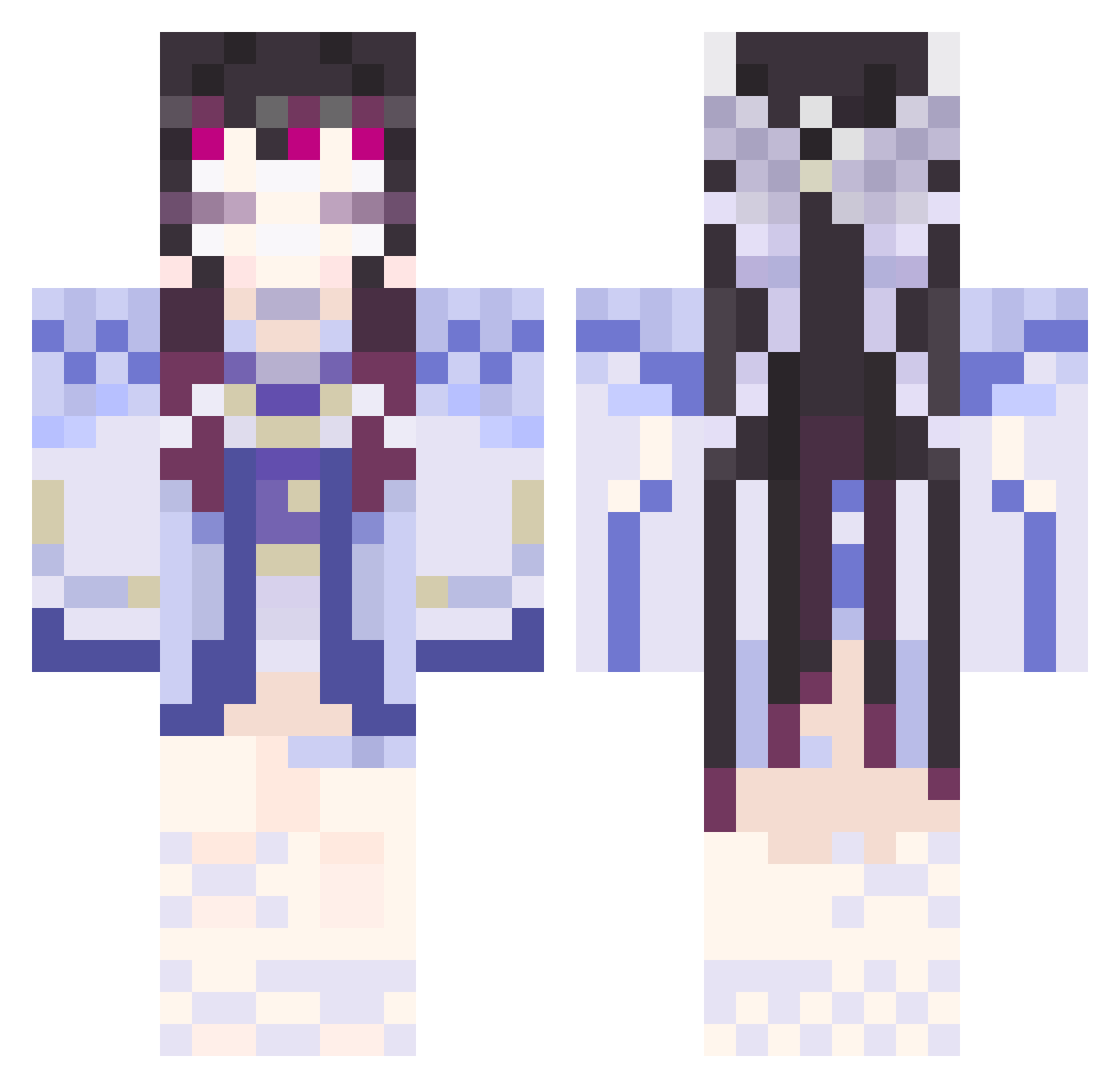 Levved Minecraft skin, front and back view