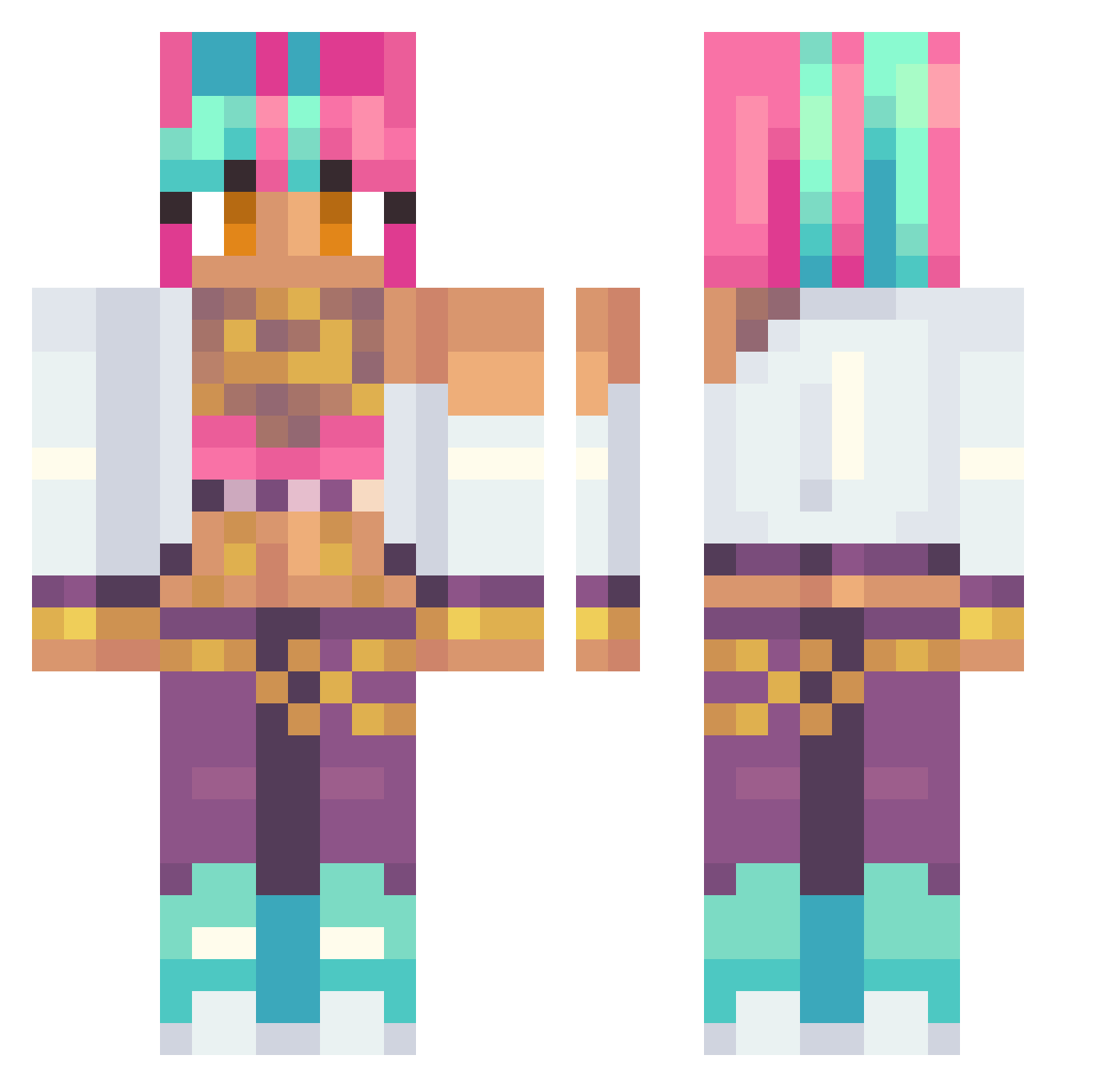 zimbadood Minecraft skin, front and back view