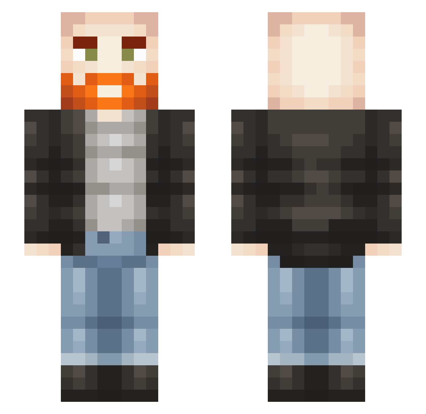 Sc0ad Minecraft skin, front and back view