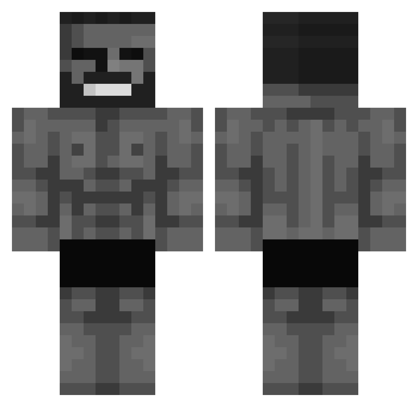 miradak Minecraft skin, front and back view