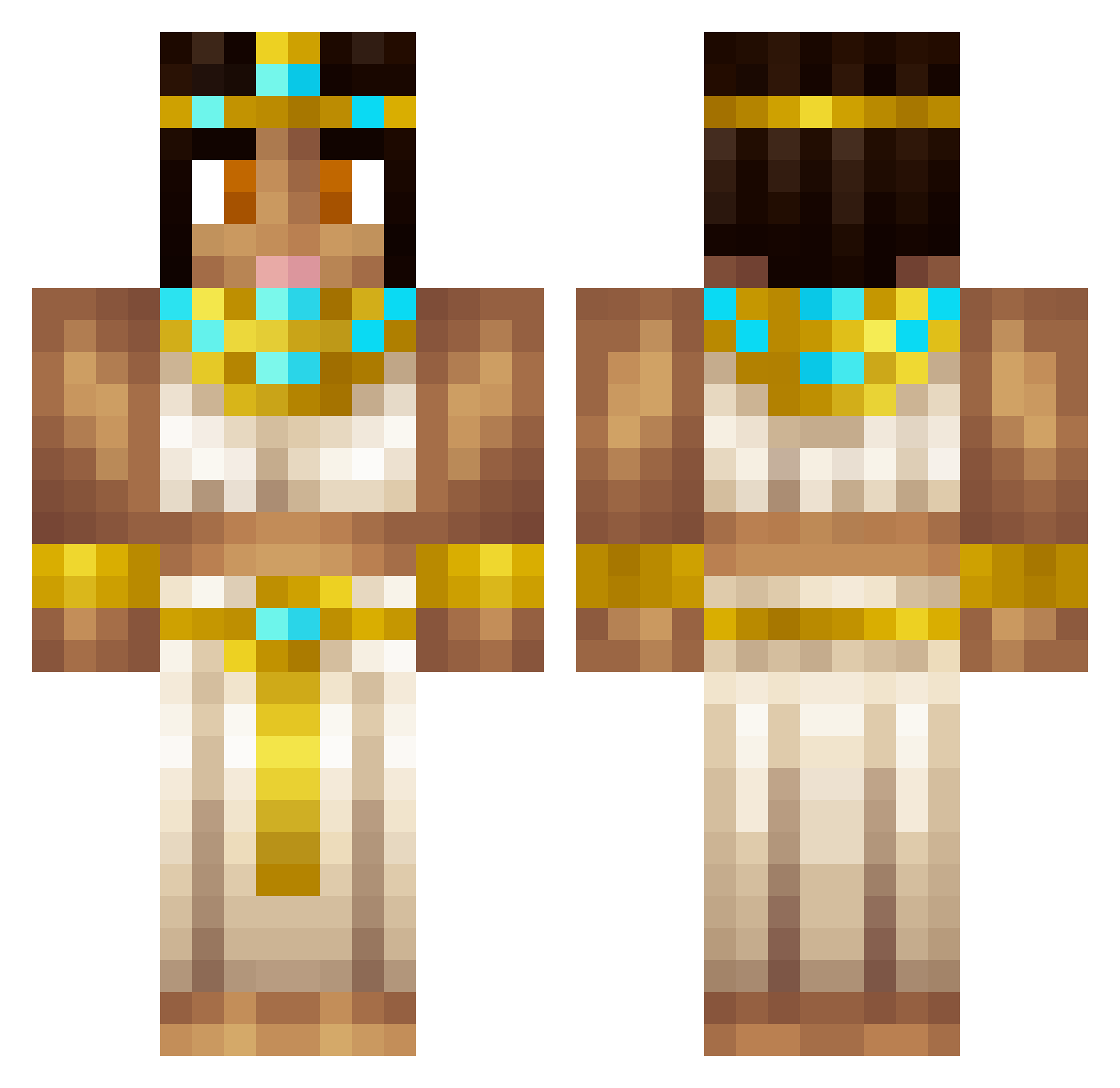 Cleopatra Minecraft skin, front and back view