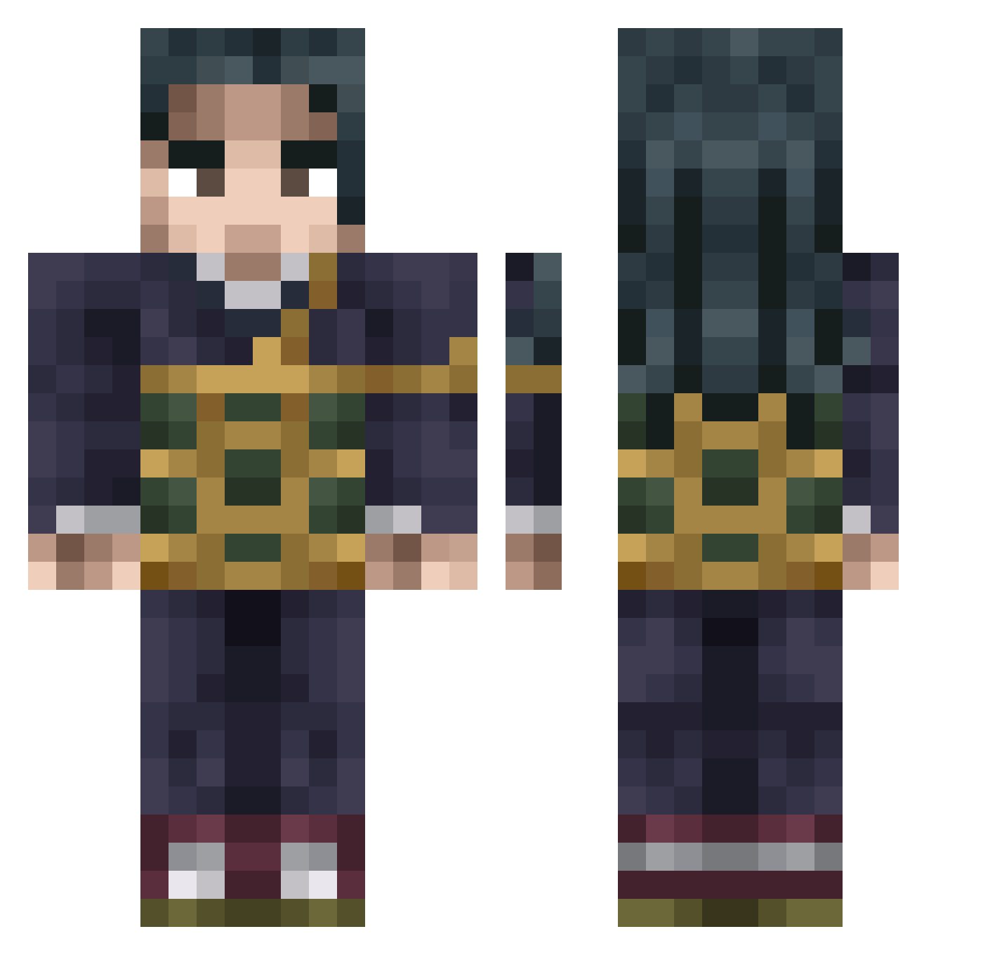 DartyMonkey Minecraft skin, front and back view