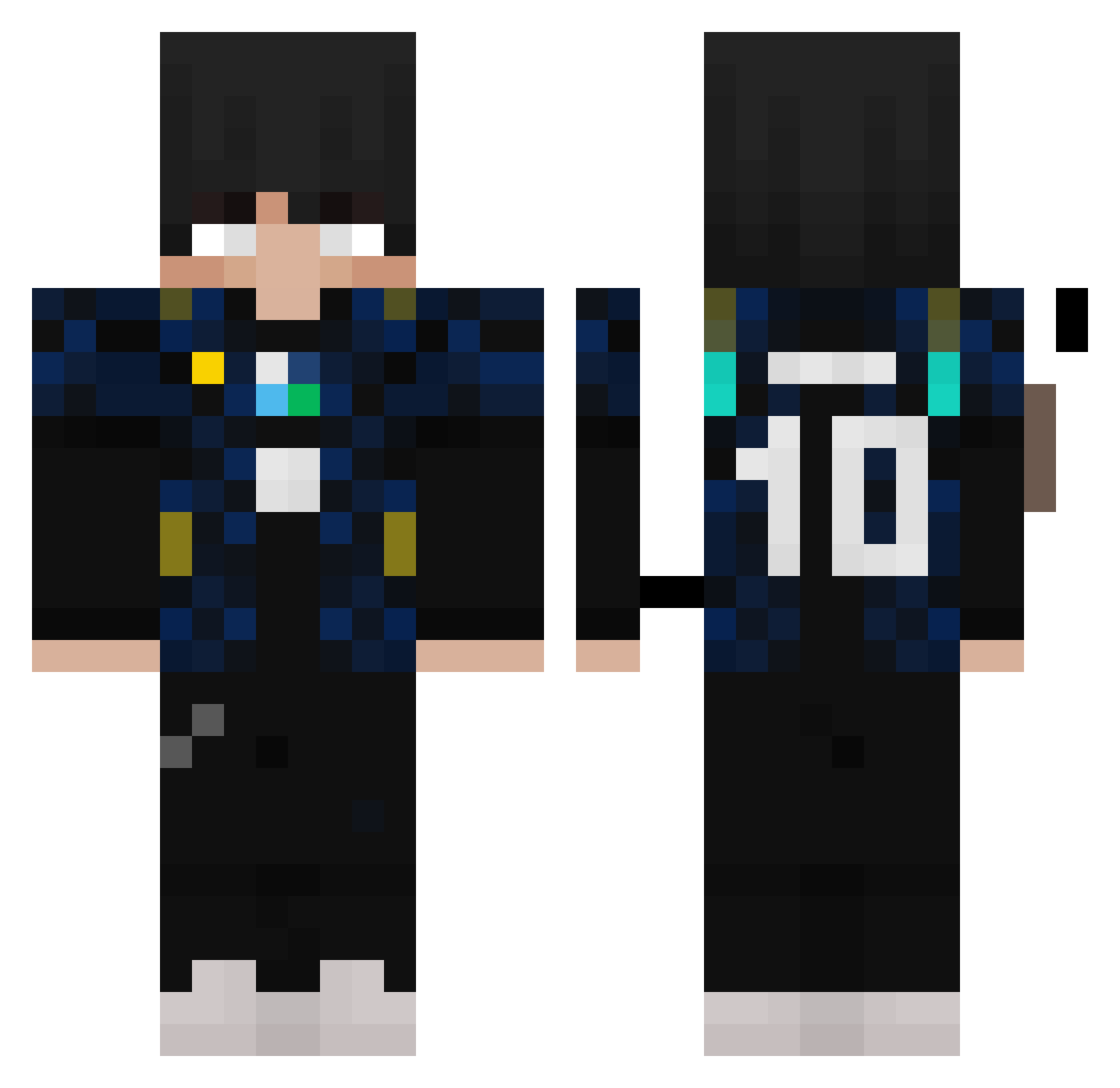 Midnight110 Minecraft skin, front and back view