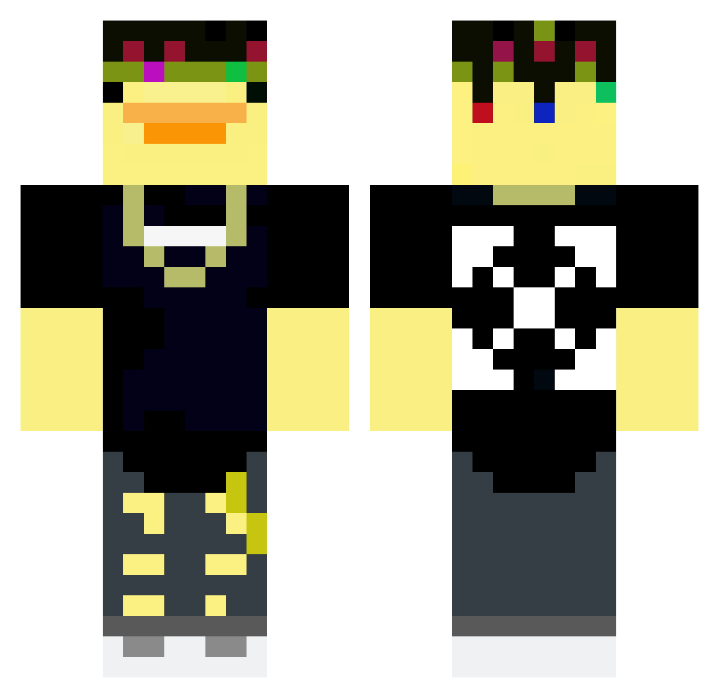 Stabilized Minecraft skin, front and back view