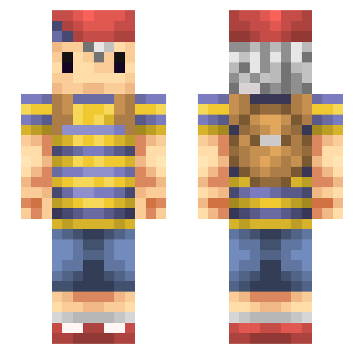 Mofly Minecraft skin, front and back view