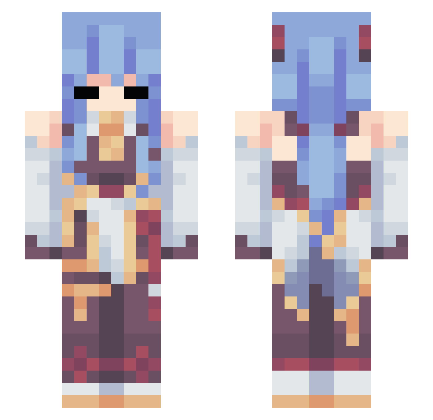 raurudayo0309 Minecraft skin, front and back view